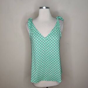 Ann Taylor Sleeveless Blouse Top Geometric V-Neck Tank